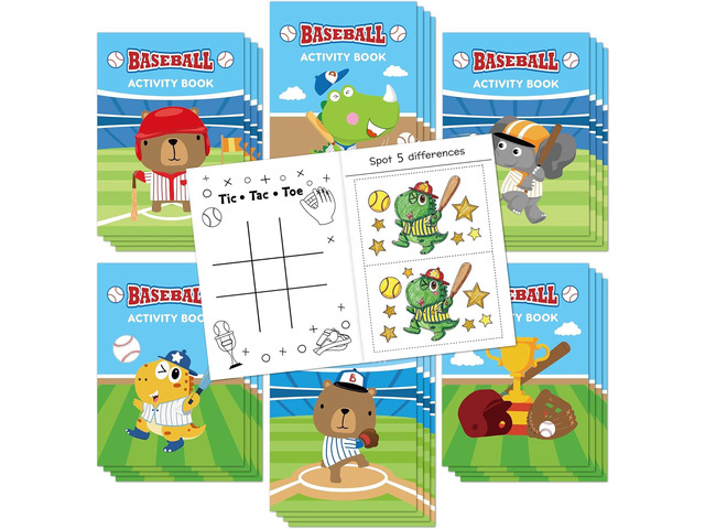 JAPBOR Baseball Activity Coloring Books - 24PCS Mini Baseball Themed Color Activities Book Bulk for Party Favor, Sport Small DIY Colouring Pages...