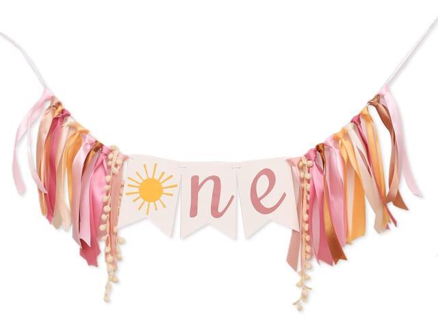 You Are My Sunshine High Chair Banner,Sun Themed First Birthday Party Decorations For Girl, Modern Sun One Garland For High Chair, Ribbon Tutu.