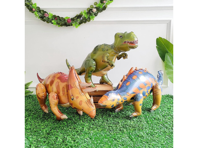 Large Self Standing Dinosaur Balloons 3PCS 38inch Tyrannosaurus Ankylosaurus Triceratops Inflatable Balloons for Birthday Party Decoration Kit...