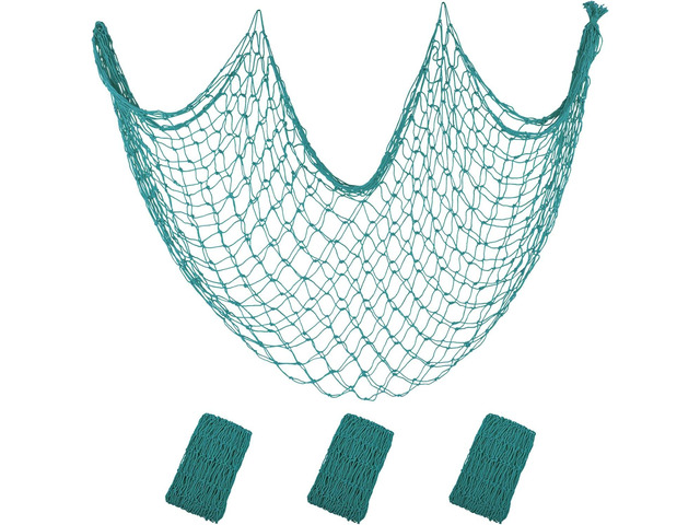 ZUEXT Aqua Decorative Fishing Net 5x10 ft, 3 Pack Large Picture Fish Net, Wall Photo Hanging Fishnet Decor for Nautical Mermaid Pirate Ocean Themed...
