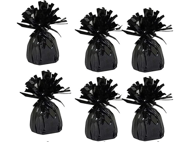 Chochkees Black Metallic Balloon Weights, 6-Pack Birthday Party Favors, 5.5' Inches,