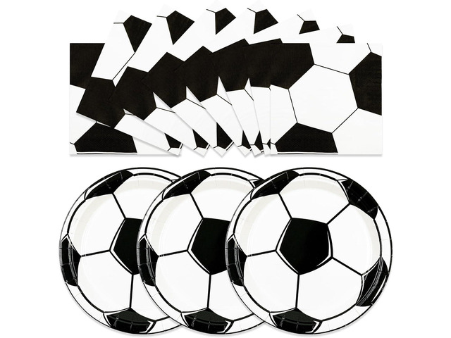 50PCS Soccer Plates and Napkins Party Decorations, 7inch Disposable Soccer Themed Birthday Paper Plates and Napkins Tableware Set Sports Party...