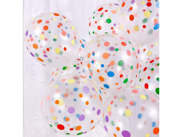 50 Pieces Polka Dot Balloons, 12 Inch Rainbow Balloons, Clear Latex Balloon with Multicolor Dots for Women Men Colorful Birthday Decoration, Party...