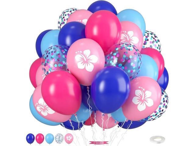 Pink and Blue Balloons, 12 Inch Royal Blue Hot Pink Confetti Balloons for Girl Cartoon Birthday Pool Party Graduation Baby Shower Gender Reveal...