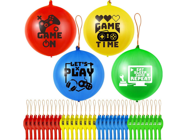 32 Pcs Video Game Punch Balloons Pixelated Punch Ball Pixel Video Game Balloons Latex Balls Toys for Birthday Party Favors Supplies, Goodie Bag...