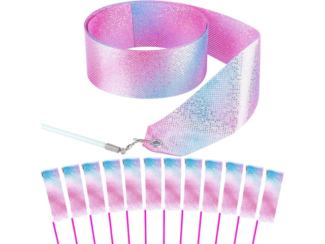14PCS Sparkling Dance Ribbon for Kids Girls Princess Mermaid Ballet Ballerina Gymnastics Birthday Party Favors Decorations, Kids Twirling Streamer...
