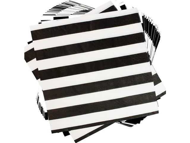 40Pcs Black and White Striped Napkins Black and White Party Supplies Disposable Black and White Cocktail Beverage Party Napkins Black & White.