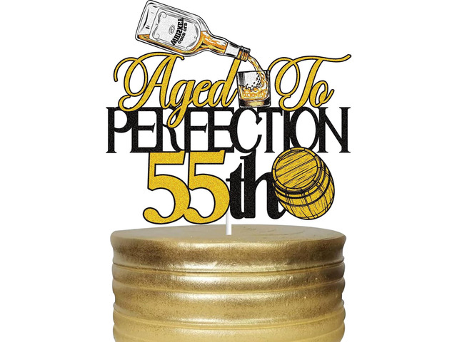 Aged To Perfection 55th Birthday Cake Toppers Whiskey Fifty Five 55 Years Old Cake Decor Happy 55th Birthday Vintage 1978 Themed Party Supplies