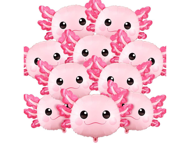 12 Pcs 34 Inch Axolotl Balloon Axolotl Birthday Party Decorations Aluminum Foil Inflatable Summer Supplies for Beach Themed Favor (Pink)