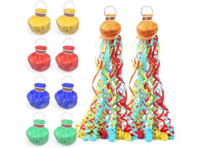 10Pack Colorful Streamer Poppers, No Mess Multi-Color Paper Crackers, Hand Throw Confetti Streamers for Birthday, Wedding, Party Celebrations