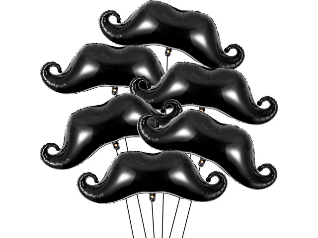 Gejoy 8 Pieces Moustache Black Balloons Large Beard Balloons Moustache Foil Balloons for Wedding Birthday Baby Shower Graduation Party Decoration...