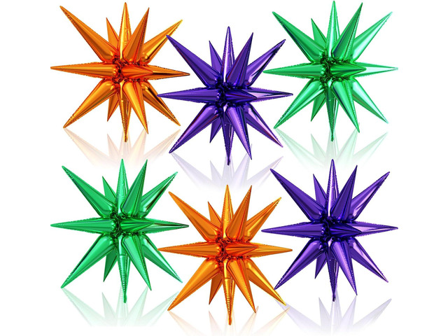 Orange Purple Green Star Balloons, 22 Inch Halloween Foil Star Explosion Balloons, Large Spike star Cone balloons for Birthday Anniversary...
