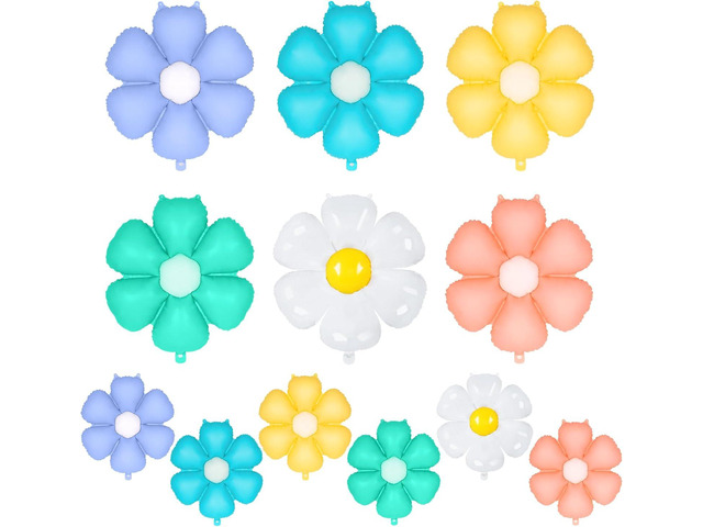 12 Pcs Colorful Daisy Balloons,Daisy Birthday Party Decoration,Daisy Foil Balloon Flower Balloon for Girls Daisy Themed Party Baby Shower Wedding...
