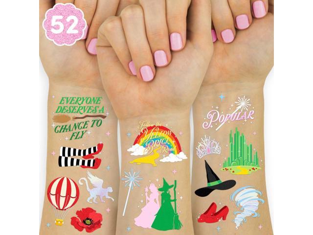 xo, Fetti Witch Temporary Tattoos - 52 iridescent Foil Pcs Birthday Witch Accessory, Kids Wizard Party Favor, Cute Musical DIY Activity