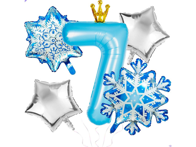 Frozen 7th Birthday Party Decorations Balloon, 40' Elsa 7 Balloon with Crown SnowFlake Foil Mylar Balloons for Princess Anna Elsa Frozen Theme...