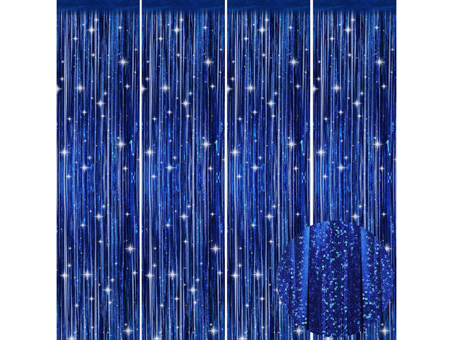 Picoway 4 Pack Foil Fringe Tinsel Backdrop Curtains, Birthday Engagement Bachelorette Party Decorations, Photo Booth Props Door Streamers Curtain...