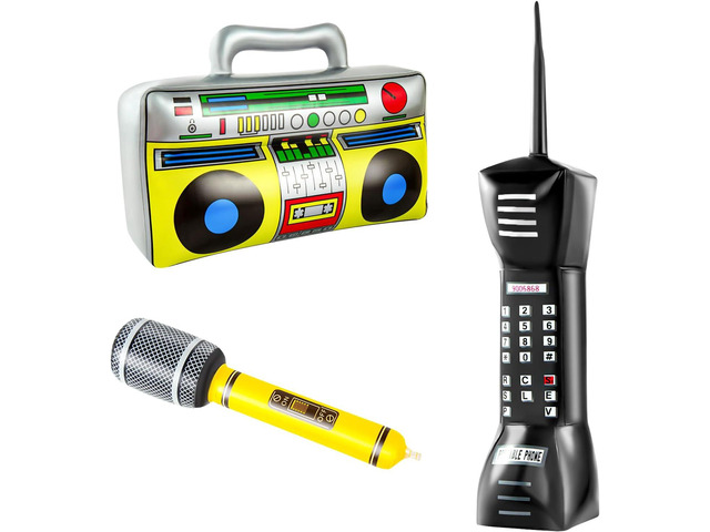 ONLYFU Inflatable Radio Boom Box Microphone 90s Mobile Phone Props 80s Party Decorations Hip Hop Theme Party Supplies