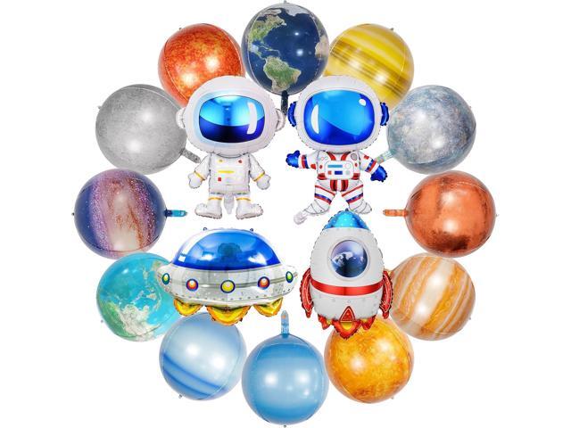 16 Pieces Galaxy Space Balloons - Large Outer Themed Decorations Rocket Spaceship Astronaut Planet Foil Balloons for Kids Birthday Baby Shower...
