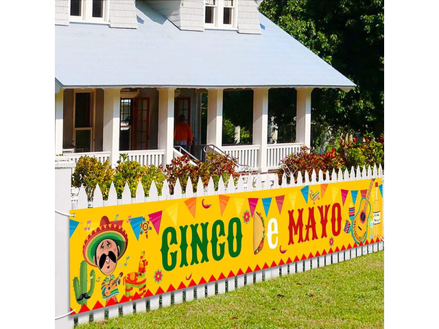 Large Cinco De Mayo Banner, Mexican Fiesta Party Supplies Decoration, Cinco De Mayo Party Supplies, Baby Shower Party Banner (Copper)