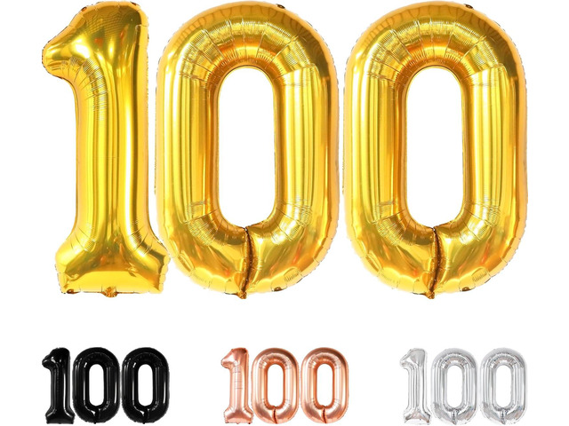 KatchOn, Large Gold 100 Balloon Number - 40 Inch Foil Balloon for 100th Birthday Decorations 100th Gold Balloons For Anniversary Decorations ...