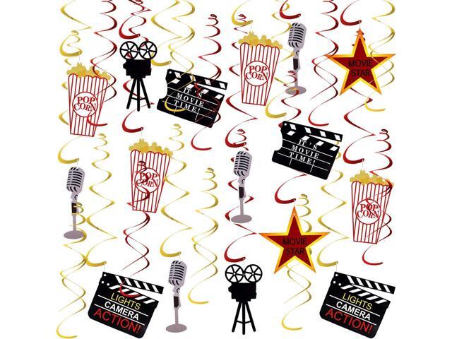 TUPARKA 30 PCS Movie Night Party Swirl Hanging Decorations Hollywood Movie Theme Party Supplies for Kids