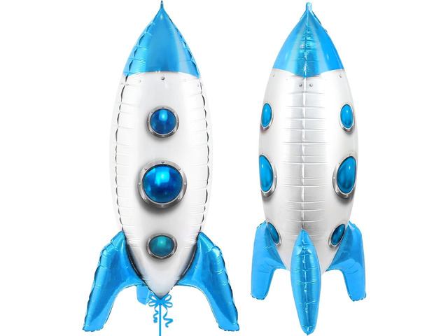 Katchon, Huge Blue Rocket Balloons - 33 Inch Outer Space Party Decorations wtih Rocket Ship Balloon, Space Balloon space Decorations for...