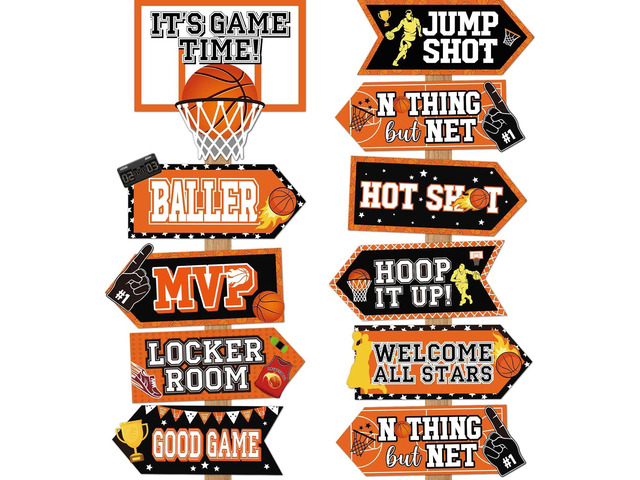 20 Pieces Basketball Party Sign Basketball Themed Party Decoration Supplies Kids Teenagers Boys B-Day Photo Prop