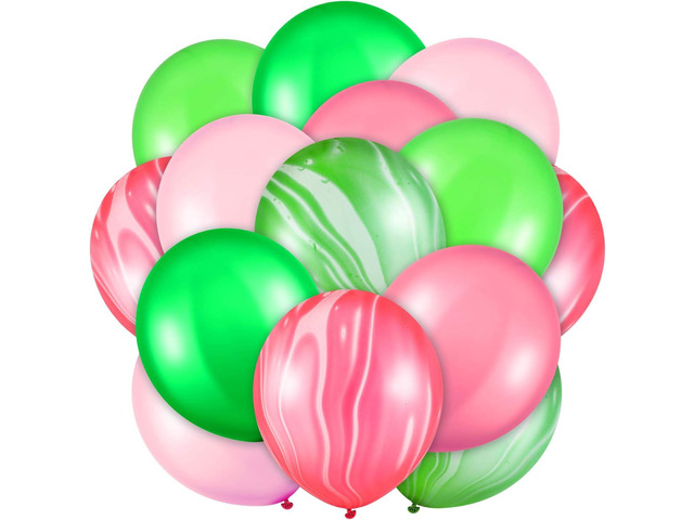 Hsei 60 Pieces 12 Inch Watermelon Balloons Latex Confetti Balloon Pink Red Green Balloons for Summer Fruit Baby Shower Wedding Birthday Party...