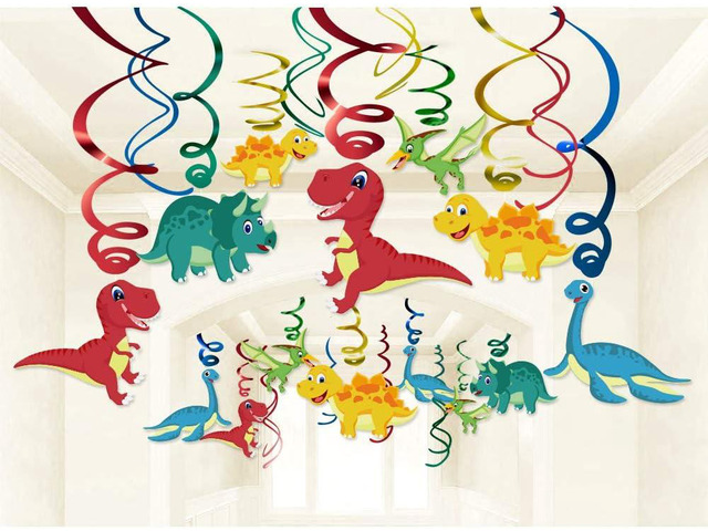 30 Ct Dinosaur Hanging Swirl Decorations - Dinosaur Themed Baby Birthday Party Supplies Ornaments for Baby Shower Boy's Birthday Decoration