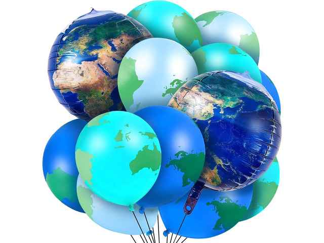 Zhanmai 48 Pieces Globe Earth Balloons, 8 Pcs 22 Inch Foil Planet Balloon, 40 Pcs 12 Inch World Map Latex Balloons for Travel Themed Party Holidays...