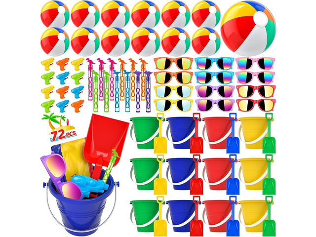 GIFTINBOX Pool Party Favors Beach Party Favors - Pool Toys For Kids Ages 3 4 5 6 7 8 Beach Balls Bulk, Kids Sunglasses, Bubble Wands, Summer Toys...