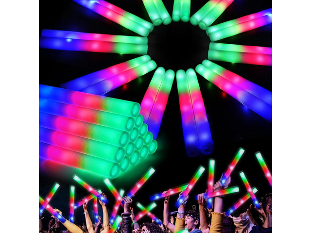 SHQDD 210 PCS Foam Glow Sticks with 3 Modes Colorful Flashing, Glow in Dark Party Supplies, Bulk for Wedding, Raves, Concert, Halloween, 4th of July