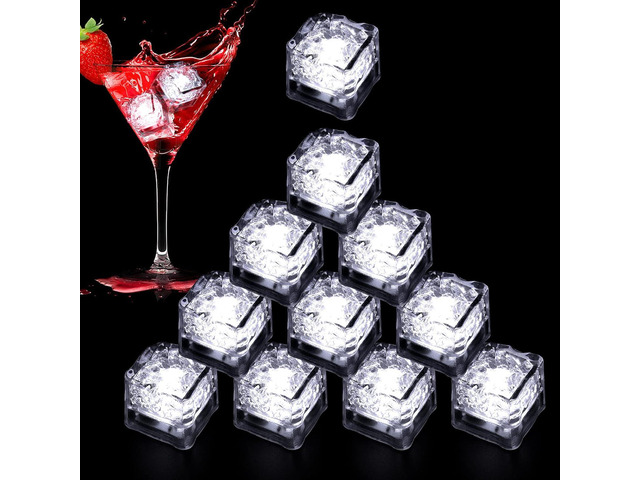 Light Up Ice Cubes for Drinks,96 PCS White LED Ice Cubes Liquid Activated, Glow in The Dark Waterproof Ice Cubes for Home Bar Supplies Summer Party...