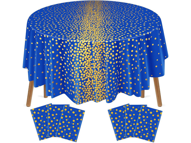 VitalCozy Round Dot Tablecloth 84 Inch Plastic Table Cover Polka Dot Confetti Tablecloths for Easter 2026 Graduation Prom Wedding Birthday Spring...