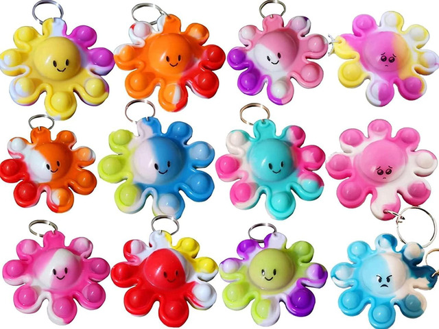 100 Packs Bulk Octopus Backpack Keychain Mini pop Fidget for Students Gifts Octopus Sea Animal Party Favors