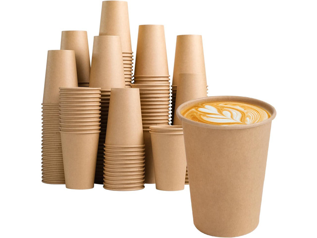 BYSNOW 300 Pack 12 oz Paper Coffee Cups, Disposable Kraft Coffee Cups, Hot/Cold Drinking Cup for Water, Coffee, Juice