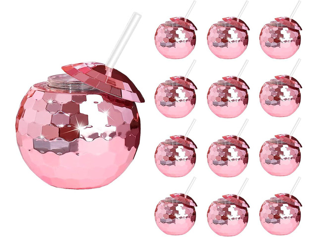 Disco Ball Cups, 20OZ Disco Party Cups with Lid and Reusable Straw Flash Ball Cocktail Cup for Party Nightclub Bar Supplies Wine Drinking Syrup Tea...