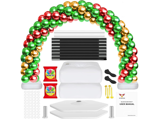 Balloon Arch Stand Kit with Base,VETOGETHER Adjustable Ballon Arch Holder Kit with 45Pcs Balloon Clips, Balloon Pump,9FT Tall & 10Ft Wide Baloon...