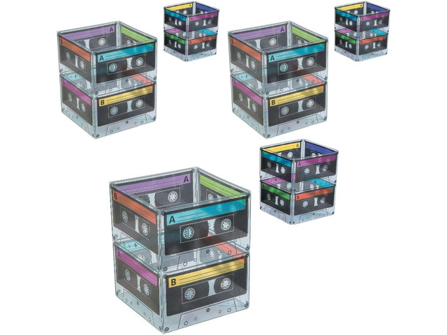 80's Cassette Tape Bucket Centerpieces (set of 6) 80s Party Supplies and 90's Theme Parties
