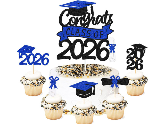 Graduation Cupcake Toppers Congrats Grad Class of 2026 Cake Decoration for We Are Proud of You Themed Graduation Cap Diploma Cake Decorations Im...