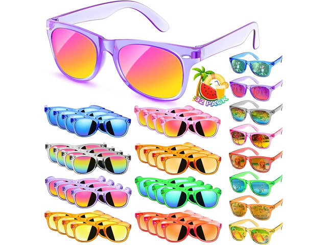 Kids Sunglasses Party Favors Bulk - 32Packs Goodie Bags Stuffers for Kids 3-8, Boys Girls Neon Sunglass with UV400 Protection for Kid Birthday...