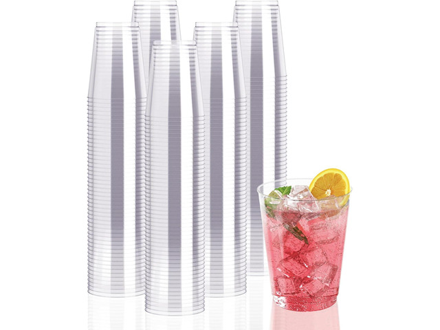 JollyPack 300 Pack Clear Plastic Cups 10 OZ Disposable Heavy-duty Hard Drinking Cups for Christmas, Wedding, Home, Dinner and other Events