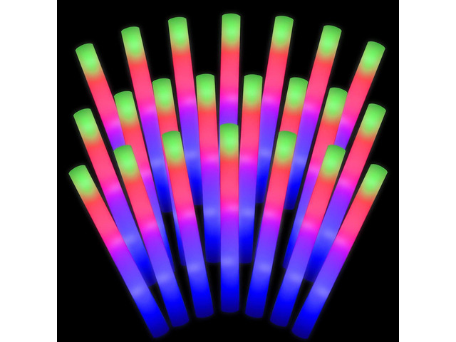 LifBetter 30 Pcs Foam Glow Sticks Bulk,Led Glow Sticks with 3 Modes Colorful Flashing,Long Life Battery Glow In The Dark Party Supplies for...