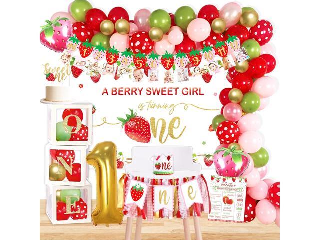 YSHMFEUX Strawberry 1st Birthday Decorations Party Supplies, Strawberry Sweet One Birthday Decor, Berry First Birthday Party Supplies, 1st Birthday...