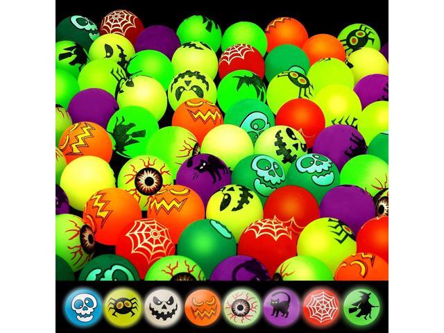 40 Glow in The Dark Bouncing Balls,Halloween Party Favors Supplies,8 Halloween Theme Designs, Trick or Treating Goodie Bag Filler, School...