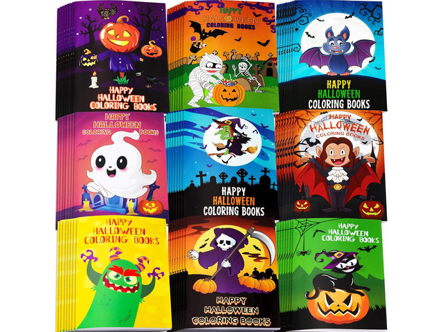 90shine 72PCS Halloween Coloring Books Party Favors for Kids - Bulk Hallowmas Trick or Treat Goodie Bag Stuffer Fillers Gifts Fun Activity...
