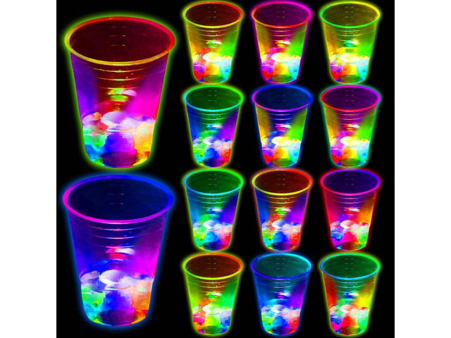 16oz Glowing Party Cups for Indoor Outdoor Party Event Fun,Light Up Flashing Cups for Night Event Favor Decorations Supplies