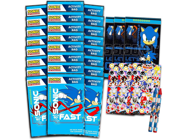 Sonic The Hedgehog Sonic Birthday Party Favors Set - Bundle with 24 Play Packs Mini Coloring Books, Stickers, and More for Goodie Bags (Sonic...