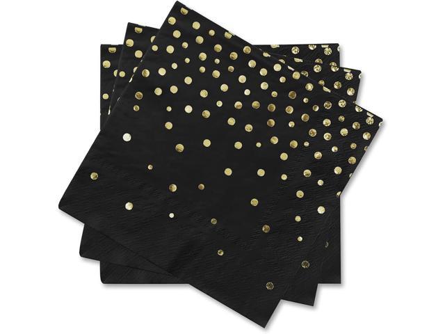 Gatherfun Black and Gold Party Supplies Disposable Napkins Gold Dot Confetti Paper Napkins for Graduation Wedding Anniversary Cocktail Birthday...