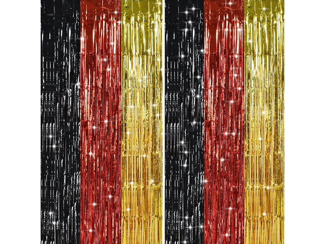 TONIFUL Black Red Gold Door Streamers,Black Red and Gold Photo Booth Backdrop Metallic Streamers Foil Fringe Curtain for Mouse Themed Birthday,New...